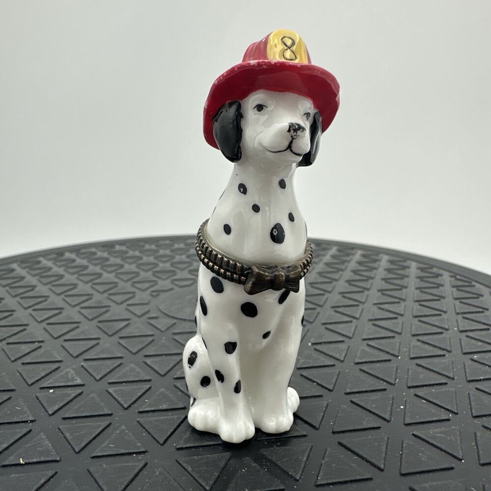Vintage Firehouse Dalmatian Dog Trinket Pill Box